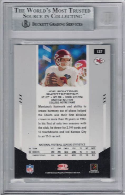 Joe Montana Signed Kansas City Chiefs 2004 Leaf Certified Material Card BAS 26561 – Denver ...