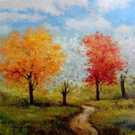 Dogwood Trees 40in x 40in Oil on canvas painting by Kanayo Ede - Paintings