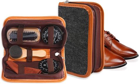 Shoe Shine Kit for Men - Shoe Polishing Kit | Shoe Care Kit | Black & Neutral Travel Shoes Shine ...