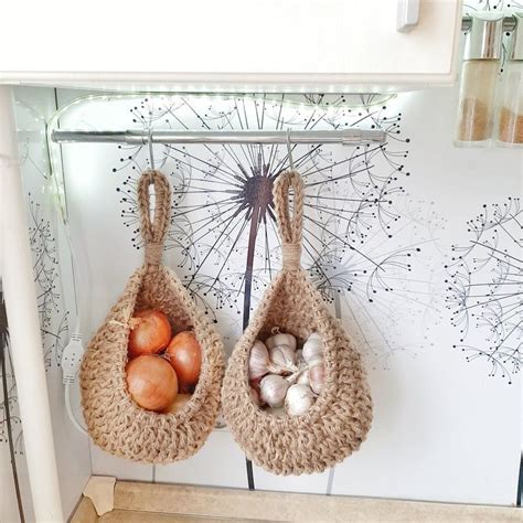 hanging basket 1 piece, jute hanging basket, kitchen basket, storage basket, jute basket, eco ...