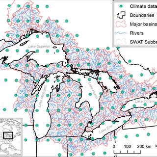 Study area map of the Great Lakes Basin, showing historical and... | Download Scientific Diagram