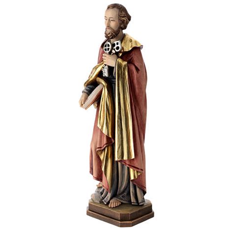 Saint Peter statue in coloured wood | online sales on HOLYART.com