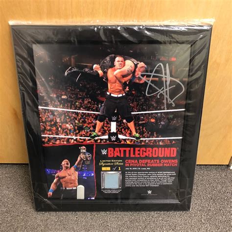 John Cena SIGNED Battleground 2015 Signature Series Ring Canvas Plaque ...