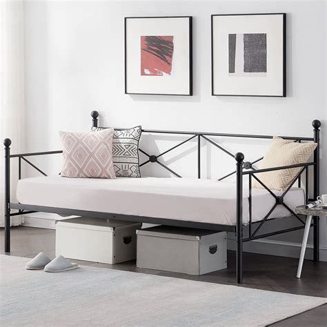 Contemporary Metal Daybed Frame With Under-bed Storage, Twin Size,Black ...