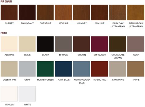 Clopay Garage Door Color Chart