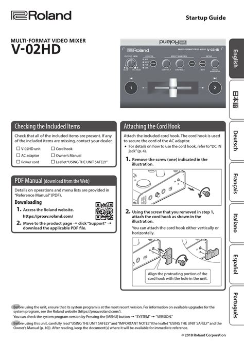 ROLAND V-02HD MIXER STARTUP MANUAL | ManualsLib