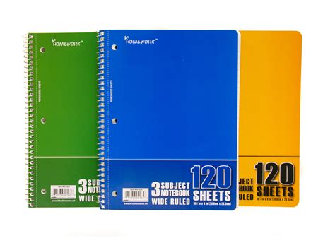 Wholesale 3 Subject Notebooks - Spiral Bound, 120 Sheets | DollarDays