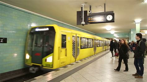 BERLIN, GERMANY - 28 JANUARY 2015: Underground railway U-bahn train ...