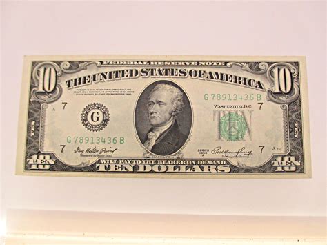 1950 D Series Chicago Federal Reserve Note 10 Dollar Bill 600996