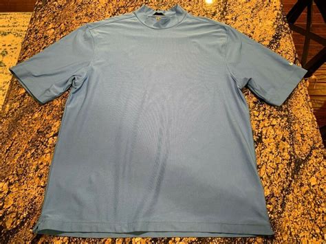 Nike Mens Polo Golf Shirt Dri Fit Mock Turtle Neck Blue L Large Short Sleeve #NikeGolf # ...