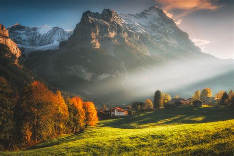 Hintergrundbilder : Grindelwald, Schweizer Alpen, Schweiz, Schneebedeckten Gipfel, Berge, Feld ...