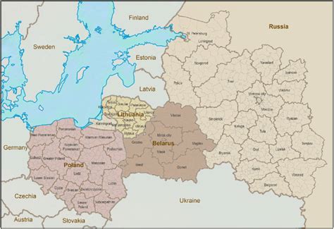 Administrative division of Belarus, Lithuania, Poland and Russia ...