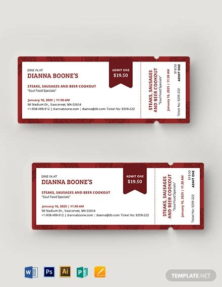 Food Ticket - 12+ Examples, Illustrator, Word, Pages, Photoshop, Publisher