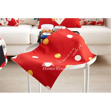 Red Placemats Rectangule White Plaid/Floral Rectangule Fabric Cloth