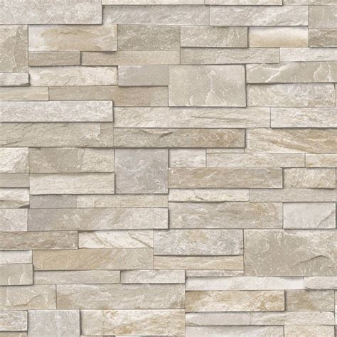 3D Slate Stone Brick Effect Wallpaper Washable Vinyl - Stone Sand Grey ...