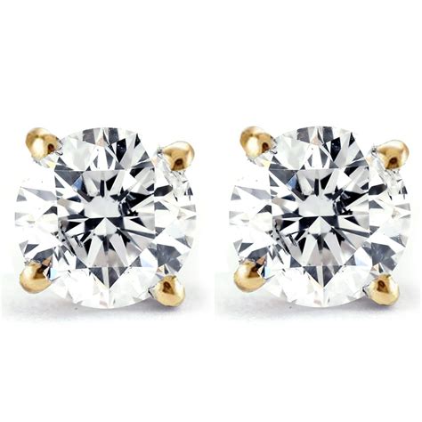 Certified 2 1/4 Ct T.W. Diamond Screw Back Studs Lab Grown 14k Yellow Gold