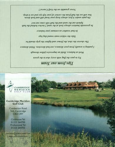 Cambridge Meridian Golf Club - Course Profile | Course Database