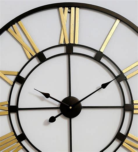 Buy Black & Gold Metal 20 Inch Wall Clock by Craftter Online - Vintage Wall Clocks - Wall Clocks ...