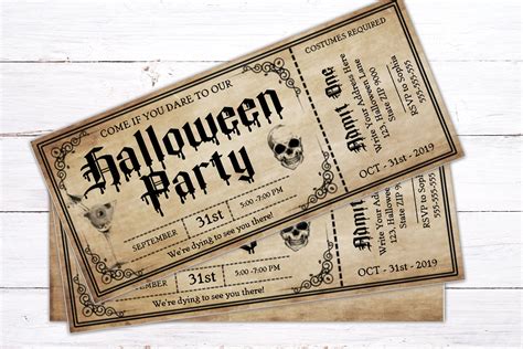 Personalize your Halloween Ticket Party Invitation Templates - Editable & Printable DIY Red ...