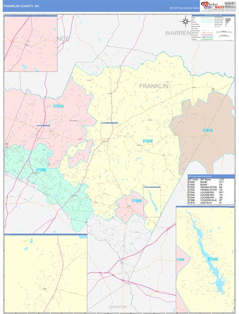 Franklin County, NC Wall Map Color Cast Style by MarketMAPS - MapSales