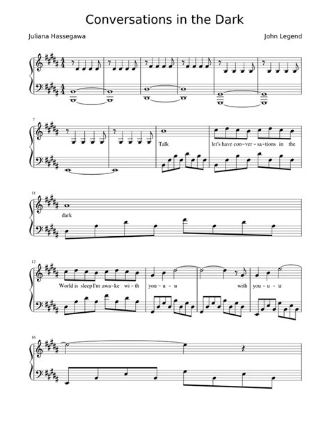 Conversations In The Dark – John Legend Sheet music for Piano (Piano-Voice) | Musescore.com