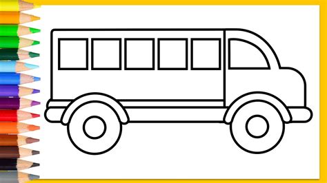 How To Draw A Bus Step By Step For Kids