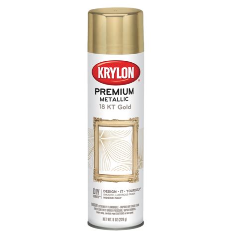 Krylon Premium Metallic Coating Spray Paint, 8 oz., 18 Kt. Gold Plate ...
