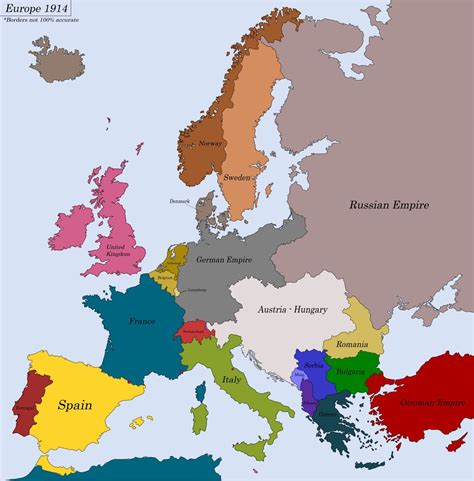 Map of Europe in 1914 (Pre - WW1 Borders) - Maps on the Web