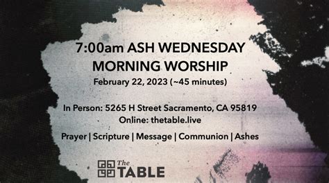 7am Ash Wednesday – The Table UMC