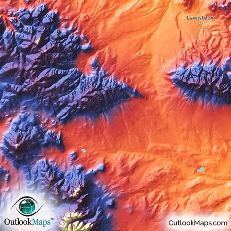 Montana Topography Map | Physical Style with Colorful Mountains