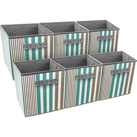 Sorbus Foldable Storage Cube Basket Bin, 6 Pack, Vertical Stripe Line Pattern - Walmart.com ...