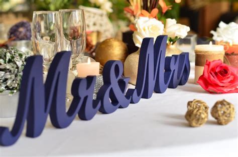 Painted In NAVY BLUE Mr & Mrs Wedding Reception Sign- Mr And Mrs Signs For Sweetheart Table ...