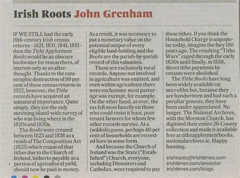 AS THEY WERE: JOHN GRENHAM... TITHE APPLOTMENT BOOKS