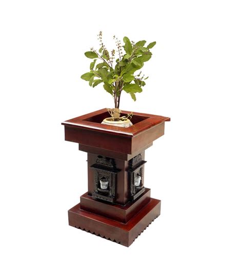 Saffron Carved Tulsi Planter by Mudra Online - Pots & Planters - Home Decor - Pepperfry Product