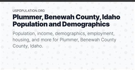 Plummer, Benewah County, Idaho Population | Income, Demographics, Employment, Housing