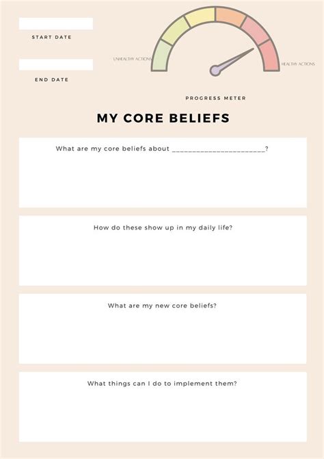 Core Beliefs Therapy Worksheet - Etsy | Core beliefs, Therapy worksheets, Cbt worksheets