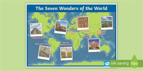 Seven Wonders of the World Landmark Map - Geography - KS2