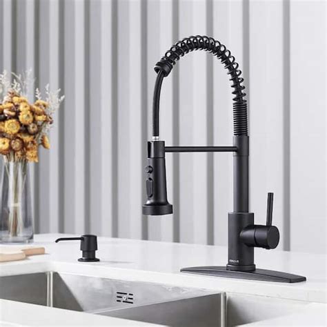 FORIOUS Single Spring Handle Kitchen Faucet with Pull Down Sprayer Kitchen Sink Faucet with Deck ...