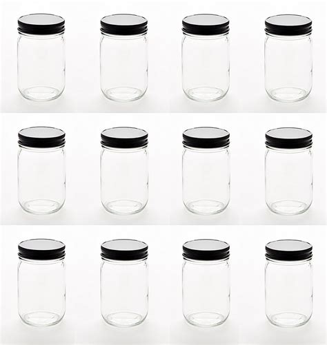 NMS 12 Ounce Glass Regular Mouth Mason Canning Jars - Case of 12 - With ...