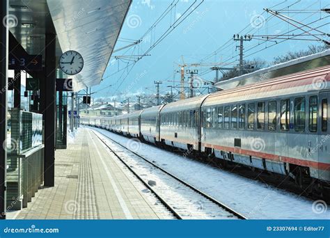 Train Station in Winter Time. Kitzbuhel Austria Editorial Stock Image ...