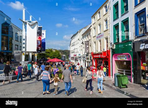 Shops and Broad Street in the city centre, Waterford City, County ...