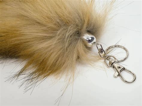 Imitation Faux Fox Tail Keychain: Brown with White Tip | Etsy