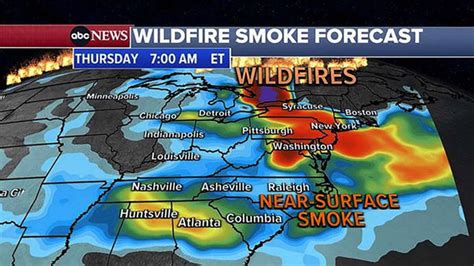 Wildfire smoke map: Forecast shows which US cities, states are being impacted by Canadian ...