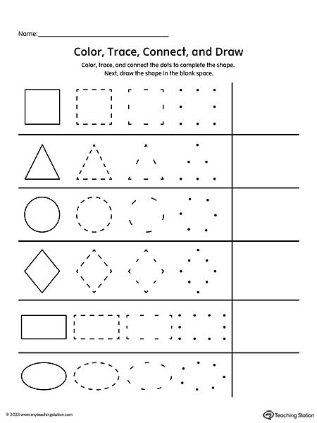 *FREE* Color, Trace, and Connect the Dots to Complete the Shapes ...