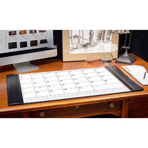 Black Leather Calendar Desk Pad, 34 x 20 | Leather desk, Desk pad ...