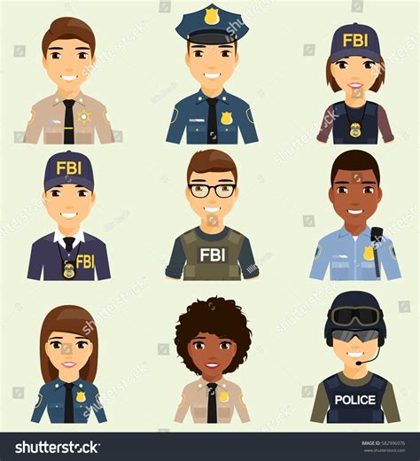 Icons Different Law Enforcement Agencies Professions Stock Vector ...