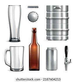 Realistic Beer Mockup Icon Set Glasses Stock Vector (Royalty Free) 2187604213 | Shutterstock