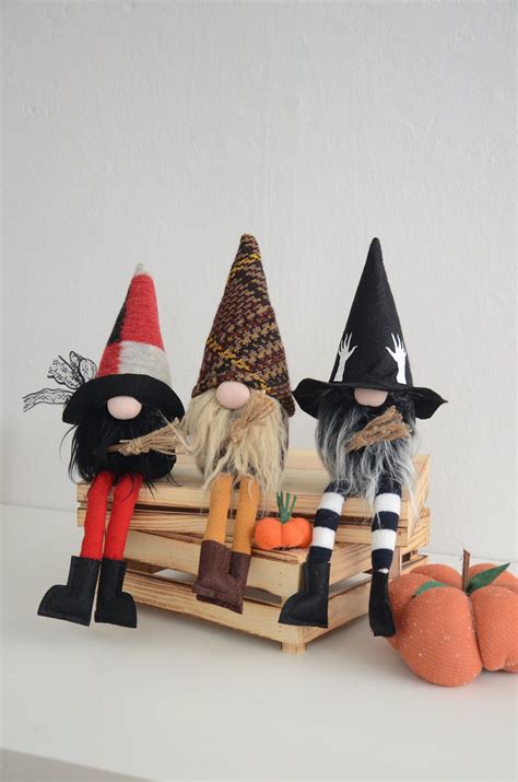 Halloween gnome with legs Spooky fall decor Autumn pumpkin gnome witch ...