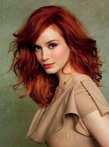 Glamorous Celebrity Hairstyle Long Loose Wavy Red 100% Human Hair Lace Wig about 14 Inches. Get ...