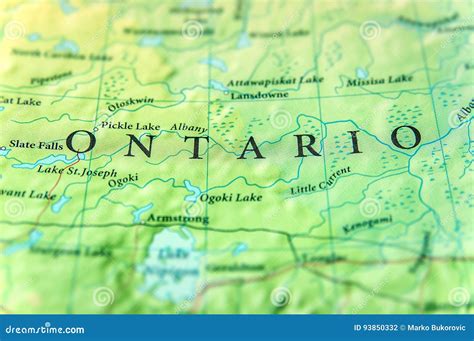 Geographic Map of Canada State Ontario with Important Cities Stock ...